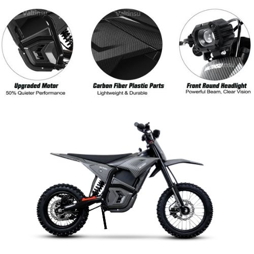 An Electric Dirt Bike includes the battery, electric motor, controller, frame, suspension, and braking system.