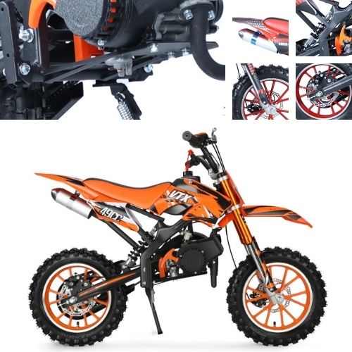 A gas dirt bike's main components include the engine, fuel system (comprising the fuel tank, carburetor, or fuel injector), exhaust system, transmission system (consisting of the clutch, gears, and chain), frame, suspension, and braking system.